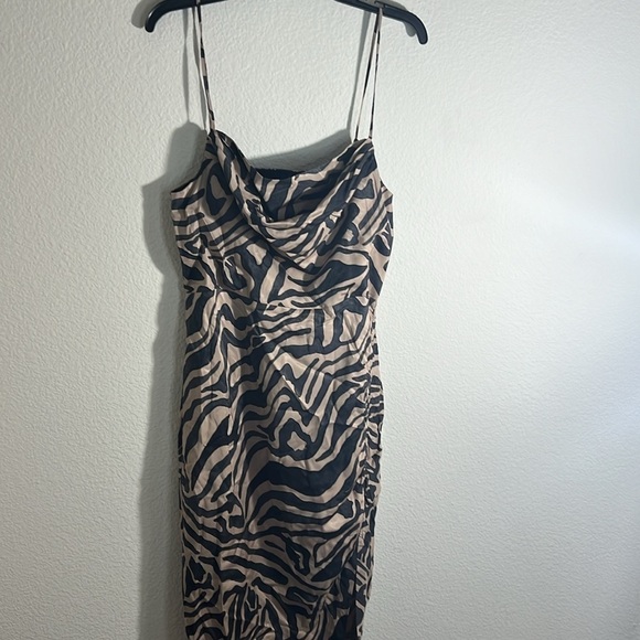 Anthropologie women’s Sz 14 Draped-Back Asymmetrical Slip Midi Dress backless - Picture 9 of 16